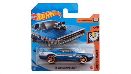 Машинка Базова Hot Wheels '70 Dodge Charger R/T Muscle Mania 1:64 GHD07 Blue - Retromagaz, image 1