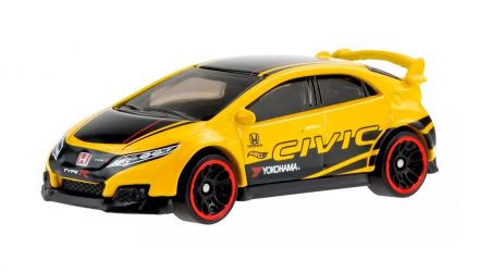 Тематическая Машинка Hot Wheels '16 Honda Civic Type R Honda 1:64 HDH18 Yellow - Retromagaz, image 2