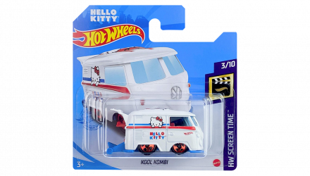 Машинка Базова Hot Wheels Volkswagen Kool Kombi Hello Kitty Screen Time 1:64 GRX94 White - Retromagaz, image 1