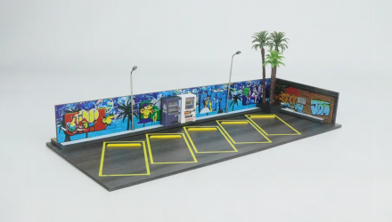 Диорама G-Fans Beach Parking Пляжная Парковка с Граффити и Подсветкой 1:64 Blue - Retromagaz, image 2