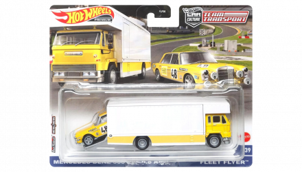 Машинка Premium Hot Wheels Mercedes-Benz 300 SEL 6.8 AMG и Транспортер Fleet Flyer Team Transport 1:64 HCR32 Yellow 2шт - Retromagaz, image 1