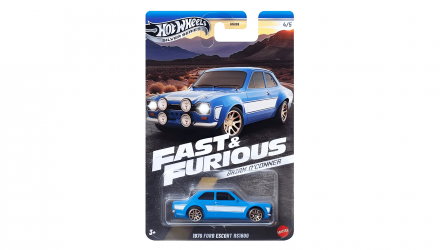 Тематична Машинка Hot Wheels 1970 Ford Escort RS1600 Brian O'Conner Fast & Furious 1:64 JBY32 Blue - Retromagaz, image 1