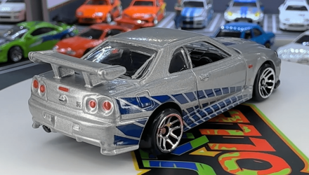 Тематическая Машинка Hot Wheels Nissan Skyline GT-R (BNR34) Brian O'Conner Fast & Furious 1:64 JBY31 Silver - Retromagaz, image 3