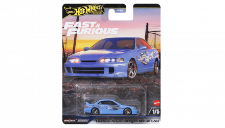 Машинка Premium Hot Wheels Custom Acura Integra Sedan GSR Fast & Furious 1:64 JDJ13 Light Blue - Retromagaz, image 1