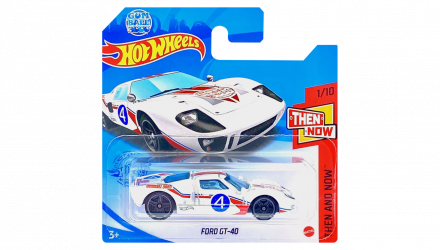 Машинка Базова Hot Wheels Ford GT-40 Gumball 3000 Then and Now 1:64 GTB33 White - Retromagaz, image 1