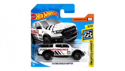 Машинка Базовая Hot Wheels '19 Ford Ranger Raptor Speed Graphics 1:64 GHC85 White - Retromagaz, image 1