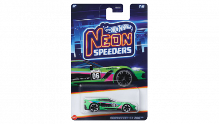 Тематическая Машинка Hot Wheels Corvette C7 Z06 Neon Speeders 1:64 HLH72/HRW81 Green - Retromagaz, image 5