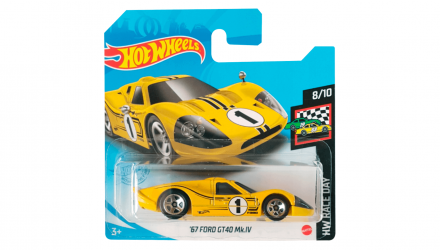 Машинка Базова Hot Wheels '67 Ford GT40 Mk.IV Race Day 1:64 GTB67 Yellow - Retromagaz, image 1