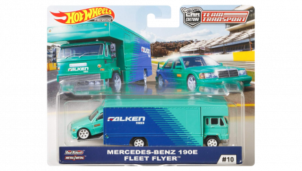 Машинка Premium Hot Wheels Mercedes-Benz 190E и Транспортер Fleet Flyer Team Transport 1:64 FYT08 Green 2шт - Retromagaz, image 1