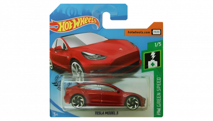 Машинка Базова Hot Wheels Tesla Model 3 Green Speed 1:64 FYD88 Red - Retromagaz, image 1