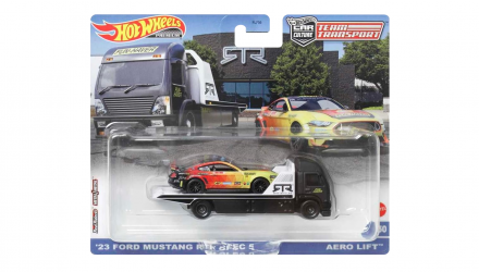 Машинка Premium Hot Wheels '23 Ford Mustang RTR Spec 5 и Транспортер Aero Lift Team Transport 1:64 FLF56/HKF39 Black 2шт - Retromagaz, image 1