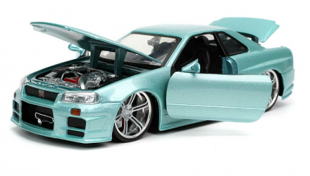 Машинка Jada 2002 Nissan Skyline GT-R (BNR34) Brian's Fast & Furious 1:24 Turquoise - Retromagaz, image 2