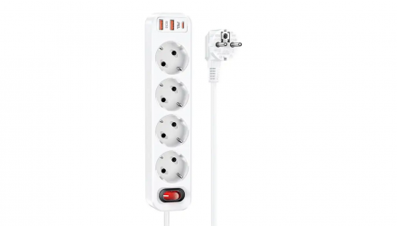 Мережевий фільтр Hoco NS1 Aura 4-bit Extension Cable Socket White 4000 W - Retromagaz, image 3