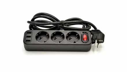 Мережевий фільтр Hoco NS2 3-position Extension Cord Socket Black 4000 W - Retromagaz, image 2