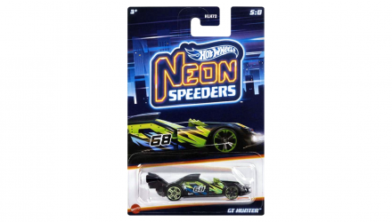 Тематическая Машинка Hot Wheels GT Hunter Neon Speeders 1:64 HLH72/HLH77 Black - Retromagaz, image 1