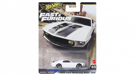 Машинка Premium Hot Wheels 1969 Ford Mustang Boss 302 Fast & Furious 1:64 HYP71 White - Retromagaz, image 1