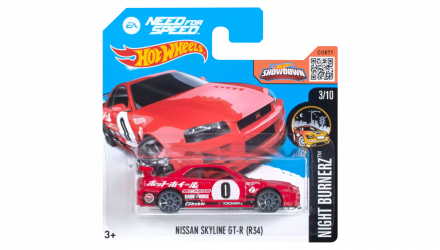 Машинка Базова Hot Wheels Nissan Skyline GT-R (R34) Need for Speed Nightburnerz 1:64 DHP63 Red - Retromagaz, image 1