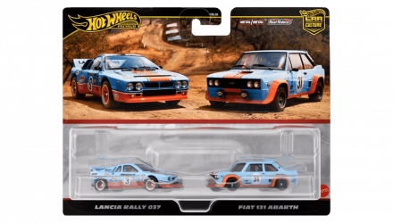 Машинка Premium Hot Wheels 2шт Lancia Rally 037 / Fiat 131 Abarth Gulf 2-Packs 1:64 HRR81 Blue - Retromagaz, image 5