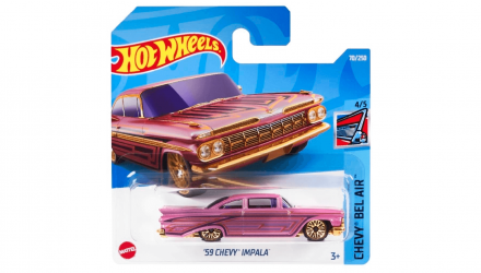 Машинка Базовая Hot Wheels '59 Chevy Impala Chevy Bel Air 1:64 HCV08 Pink - Retromagaz, image 1