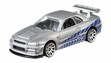 Тематическая Машинка Hot Wheels Nissan Skyline GT-R (BNR34) Fast & Furious 1:64 GRP56 Silver - Retromagaz, image 2