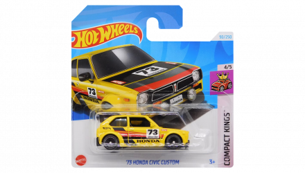 Машинка Базовая Hot Wheels '73 Honda Civic Custom Compact Kings 1:64 HTC19 Yellow - Retromagaz, image 1