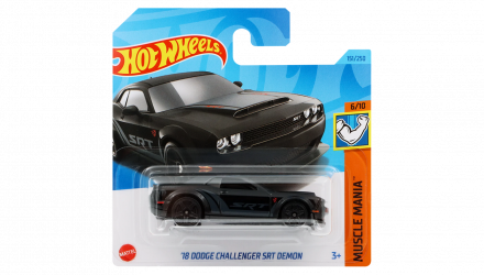 Машинка Базова Hot Wheels '18 Dodge Challenger SRT Demon Muscle Mania 1:64 HKK90 Black - Retromagaz, image 1