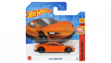 Машинка Базовая Hot Wheels Tesla Roadster Then and Now 1:64 HKJ47 Orange - Retromagaz, image 1