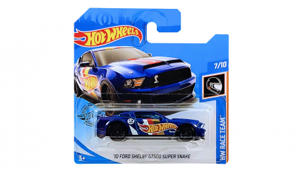 Машинка Базовая Hot Wheels '10 Ford Shelby GT500 Super Snake Race Team 1:64 FYC74 Blue - Retromagaz, image 1