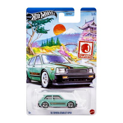 Тематична Машинка Hot Wheels `81 Toyota Starlet KP61 J-Imports 1:64 HWR57/HRT02 Green - Retromagaz