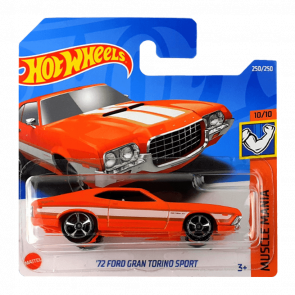 Машинка Базова Hot Wheels '72 Ford Gran Torino Sport Muscle Mania 1:64 HCW29 Orange - Retromagaz