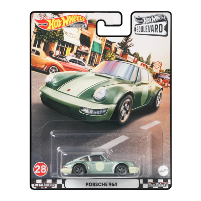 Машинка Premium Hot Wheels Porsche 964 Boulevard 1:64 GRM10 Green - Retromagaz