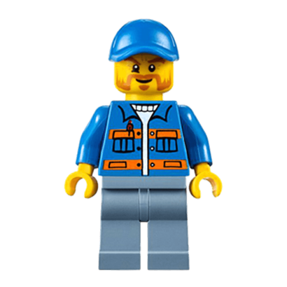 Фигурка Lego Construction 973pb0551 Blue Jacket with Pockets and Orange Stripes City cty0610 1 Б/У - Retromagaz