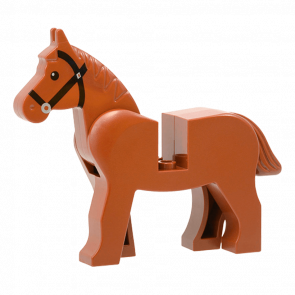 Фигурка Lego Земля Horse with Black Eyes Silver Pupils and Black Bridle Pattern Animals 4493c01pb05 1 4506843 6023415 Reddish Brown Б/У - Retromagaz