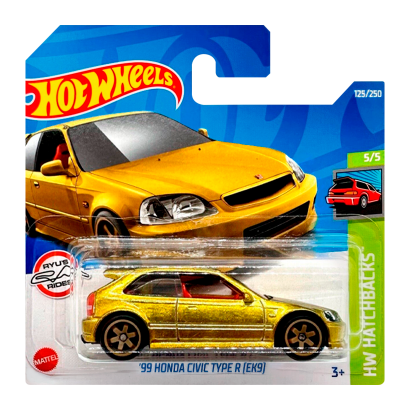 Машинка Базовая Hot Wheels '99 Honda Civic Type R (EK9) Super Treasure Hunt STH Hatchbacks 1:64 HCY12 Gold - Retromagaz