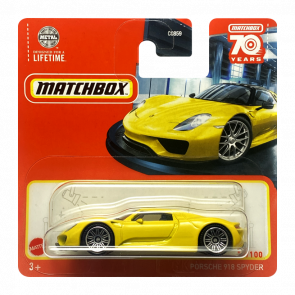 Машинка Большой Город Matchbox Porsche 918 Spyder Showroom 1:64 HLC88 Yellow - Retromagaz