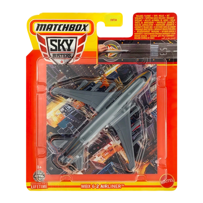 Тематическая Машинка Matchbox MBX 6-2 Airliner Sky Busters 1:64 HHT34/HVM39 Grey - Retromagaz