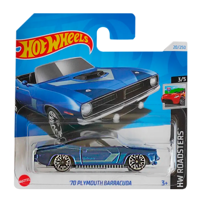 Машинка Базовая Hot Wheels '70 Plymouth Barracuda Roadsters 1:64 HTC13 Dark Blue - Retromagaz