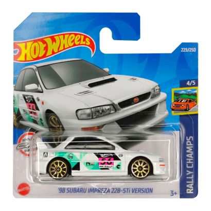 Машинка Базовая Hot Wheels '98 Subaru Impreza 22B-STi Version Treasure Hunts Rally Champs 1:64 HCY04 White - Retromagaz