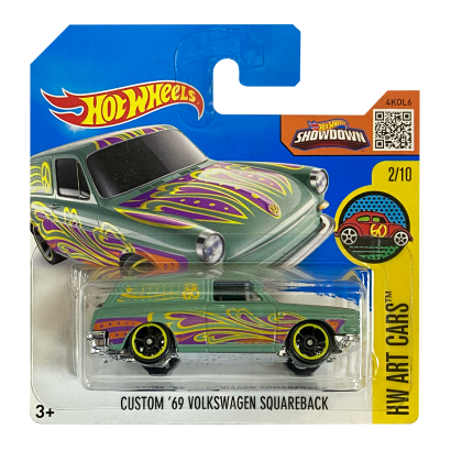 Машинка Базовая Hot Wheels Custom '69 Volkswagen Squareback Art Cars 1:64 DHR85 Green - Retromagaz