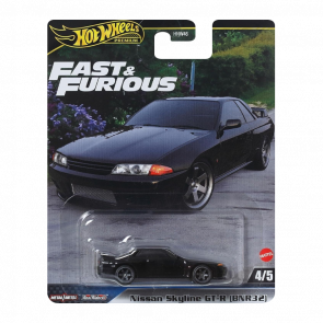 Машинка Premium Hot Wheels Nissan Skyline GT-R (BNR32) Fast & Furious 1:64 HYP69 Black - Retromagaz