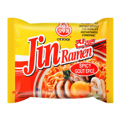 Лапша Ottogi Jin Ramen Spicy Овощи Говядина Острая 120g - Retromagaz