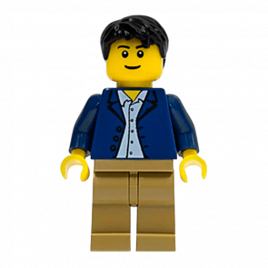 Фигурка Lego People 973pb0333 Dark Blue Jacket Light Blue Shirt City twn186 Б/У - Retromagaz