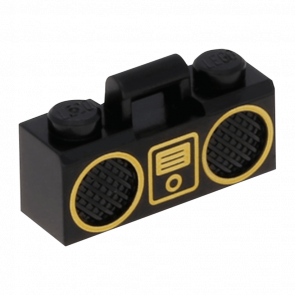 Искусство Lego Radio Boom Box with Bar Handle with Gold Digital Music Player 93221pb04 6196647 Black Б/У