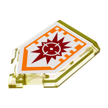 Плитка Lego Модифицированная Декоративная Pentagonal Nexo Power Shield Pattern Target Blaster 2 x 3 22385pb025 6132187 Trans-Yellow 4шт Б/У - Retromagaz