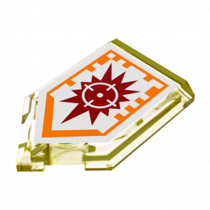 Плитка Lego Модифицированная Декоративная Pentagonal Nexo Power Shield Pattern Target Blaster 2 x 3 22385pb025 6132187 Trans-Yellow 4шт Б/У