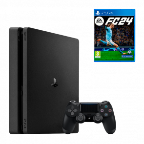 Набор Консоль Sony PlayStation 4 Slim 500GB Black Б/У + Игра EA Sports FC 24 Русская Озвучка Новый