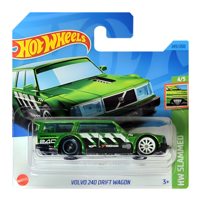 Машинка Базовая Hot Wheels Volvo 240 Drift Wagon Super Treasure Hunt STH Slammed 1:64 HKL19 Green - Retromagaz