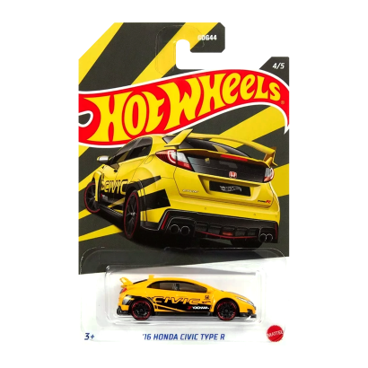 Тематическая Машинка Hot Wheels '16 Honda Civic Type R Honda 1:64 HDH18 Yellow - Retromagaz