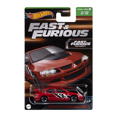 Тематическая Машинка Hot Wheels Mitsubishi Lancer Evolution IX Fast & Furious 1:64 HNR88/HNT03 Red - Retromagaz