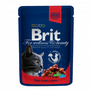 Влажный Корм для Кошек Brit Premium Говядина и Горох 100g